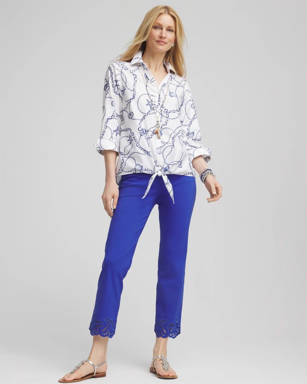 Petite Brigitte™ Cutwork-Hem Cropped Pants