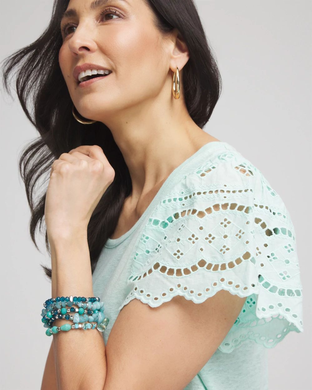Linen Embroidered Lace Tee
