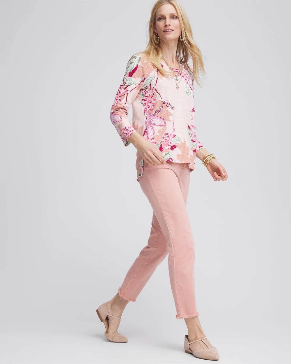 Floral Slub 3/4-Sleeve Tee