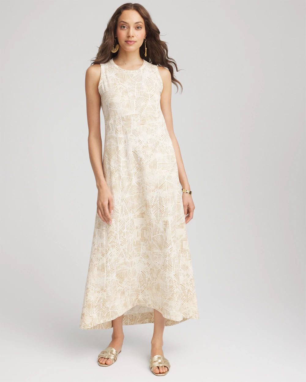 Petite Printed Sleeveless Midi Tank Dress