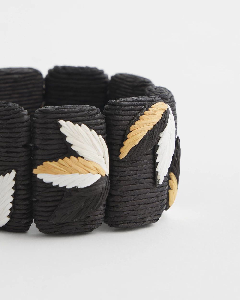 Embroidered Raffia Stretch Bracelet