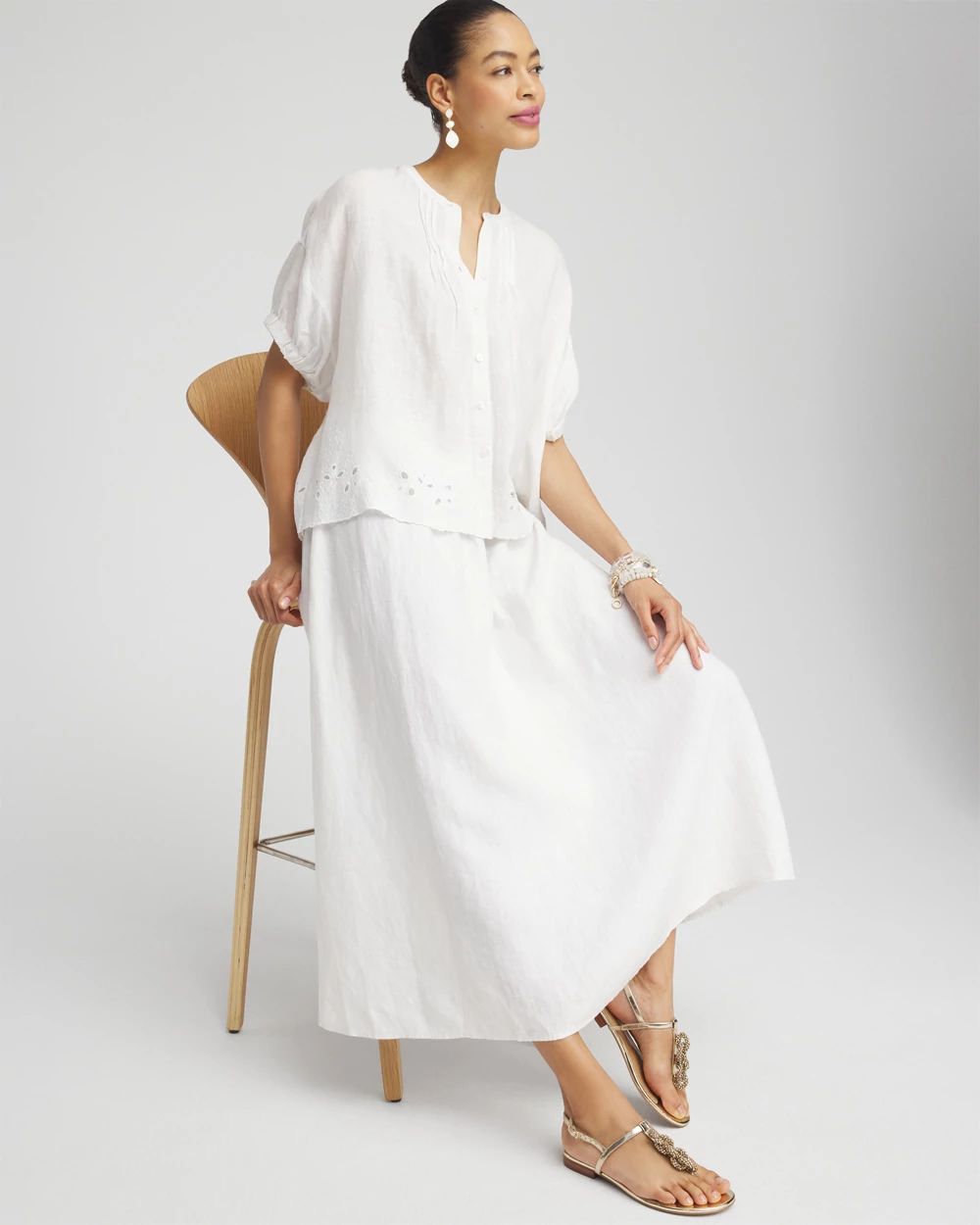 Linen A-line Midi Skirt