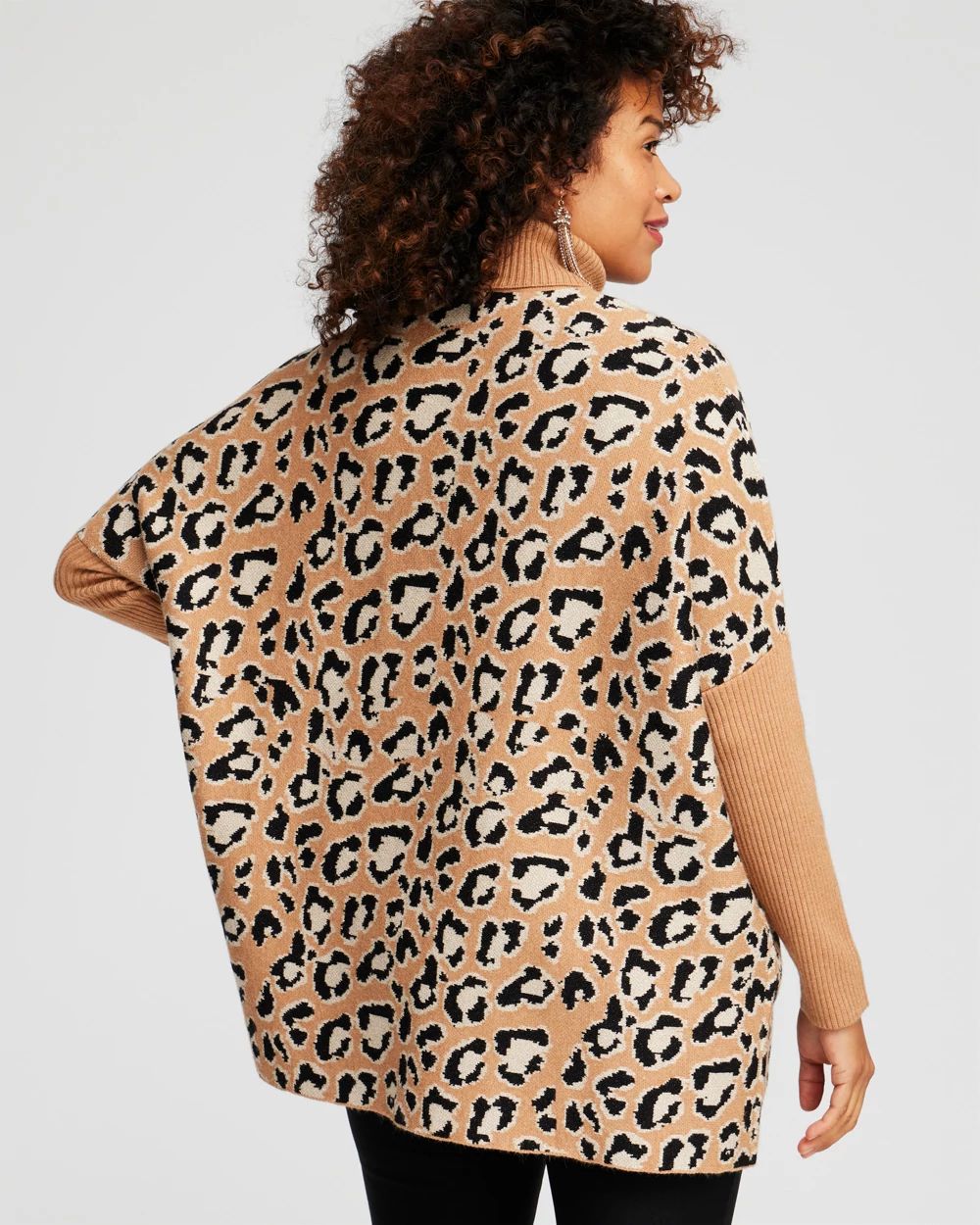 Animal Print Turtleneck Pullover Sweater