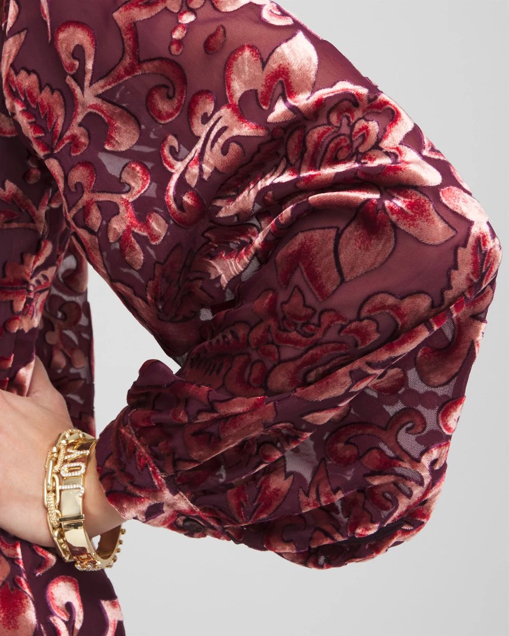 Velvet Blouson Sleeve Blouse