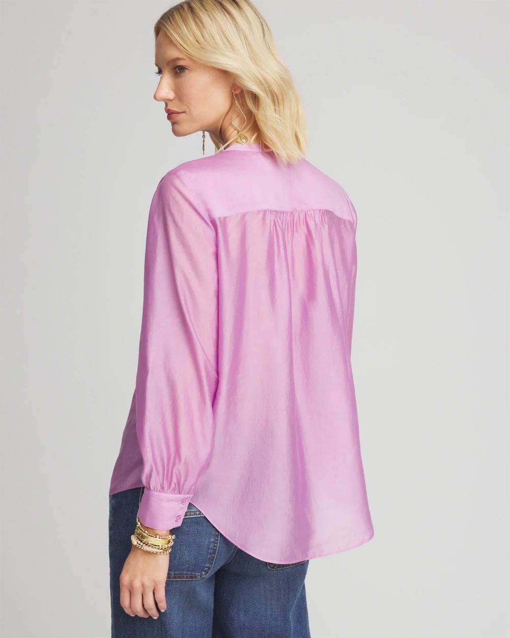 Tencel-Blend Sheer Blouse