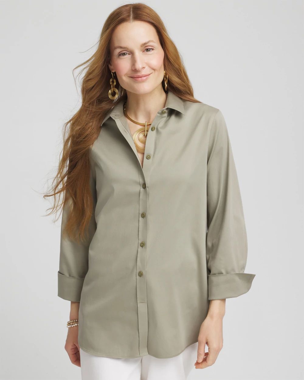 No Iron™ 3/4 Sleeve Stretch Shirt