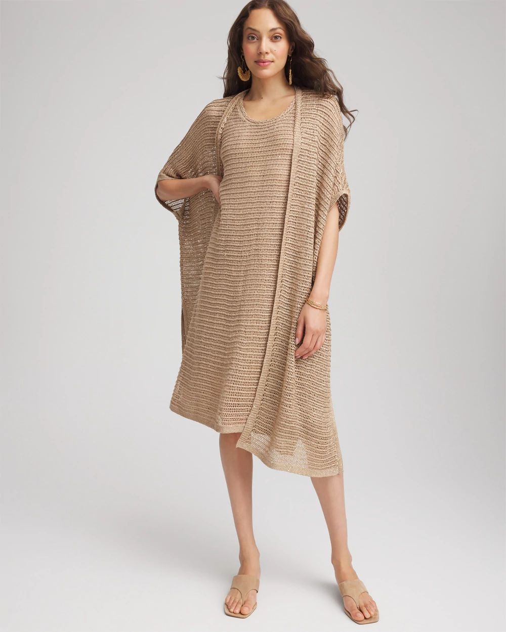 Crochet-Knit Sequins Tank Dress