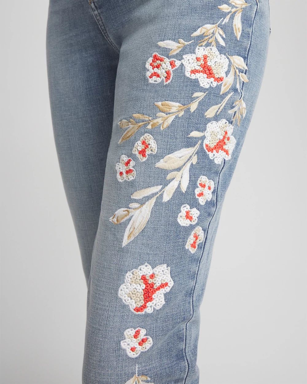So Slimming® Embroidered Girlfriend Ankle Jeans