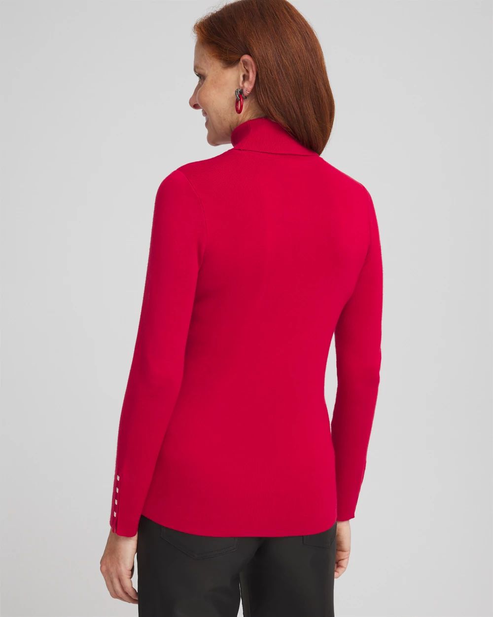 Ecovero™ Button Cuff Turtleneck Sweater
