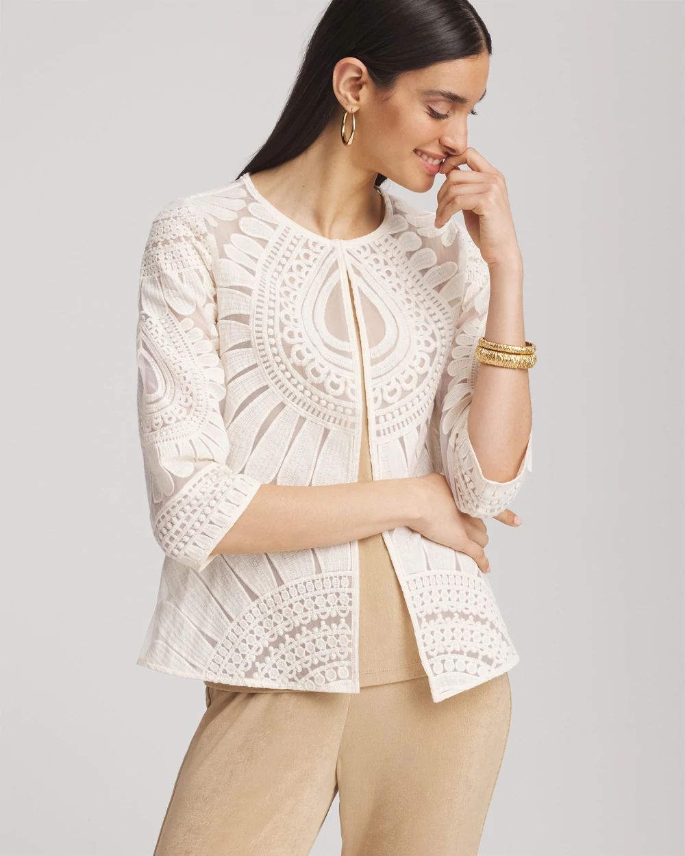 Travelers™ Collection Embroidered 3/4 sleeve Jacket