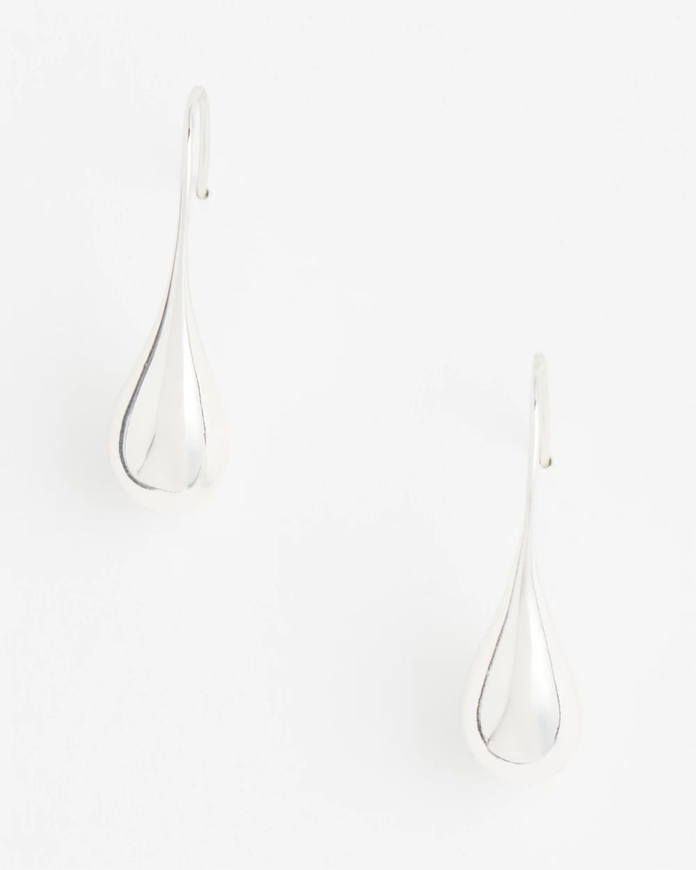No Droop™ Silver Tone Teardrop Threader Earrings