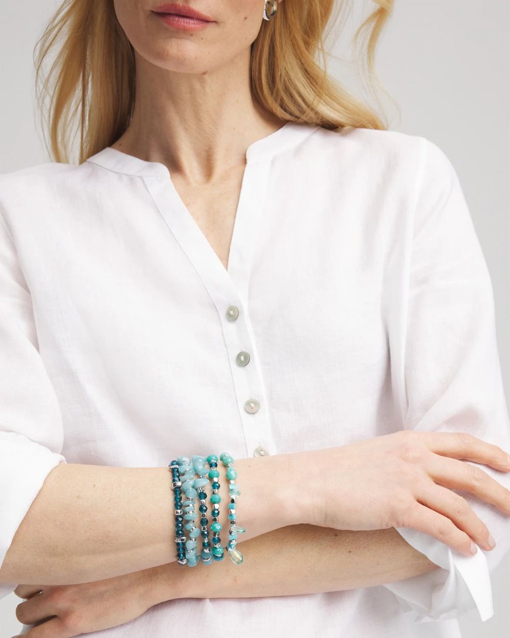 Teal Stretch Set of Five Bracelets