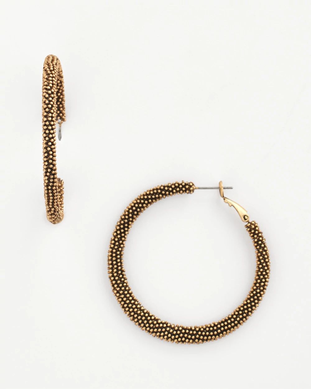 No Droop® Golden Beaded Hoop Earrings