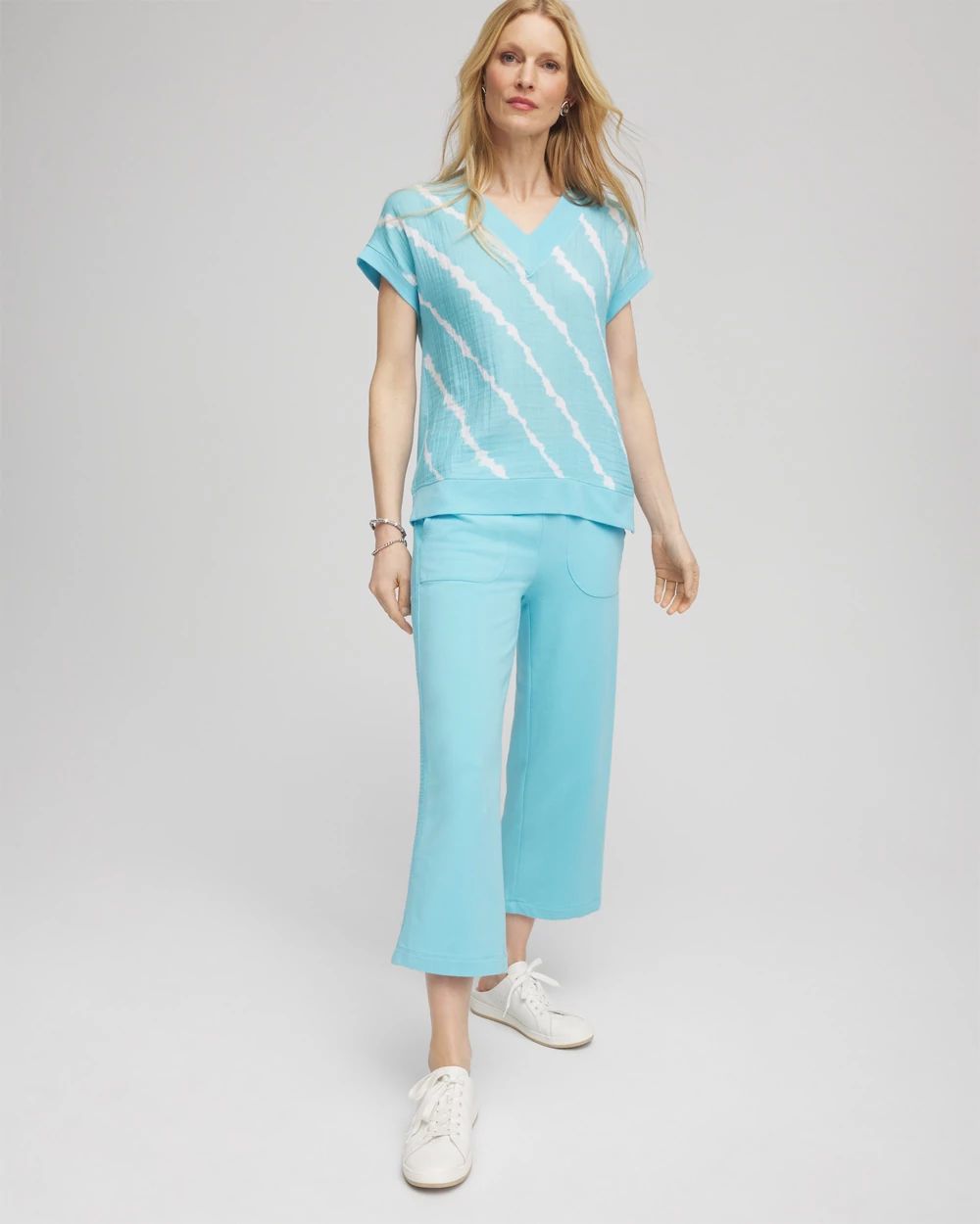 Zenergy® French Terry Gauze-Inset Cropped Pants