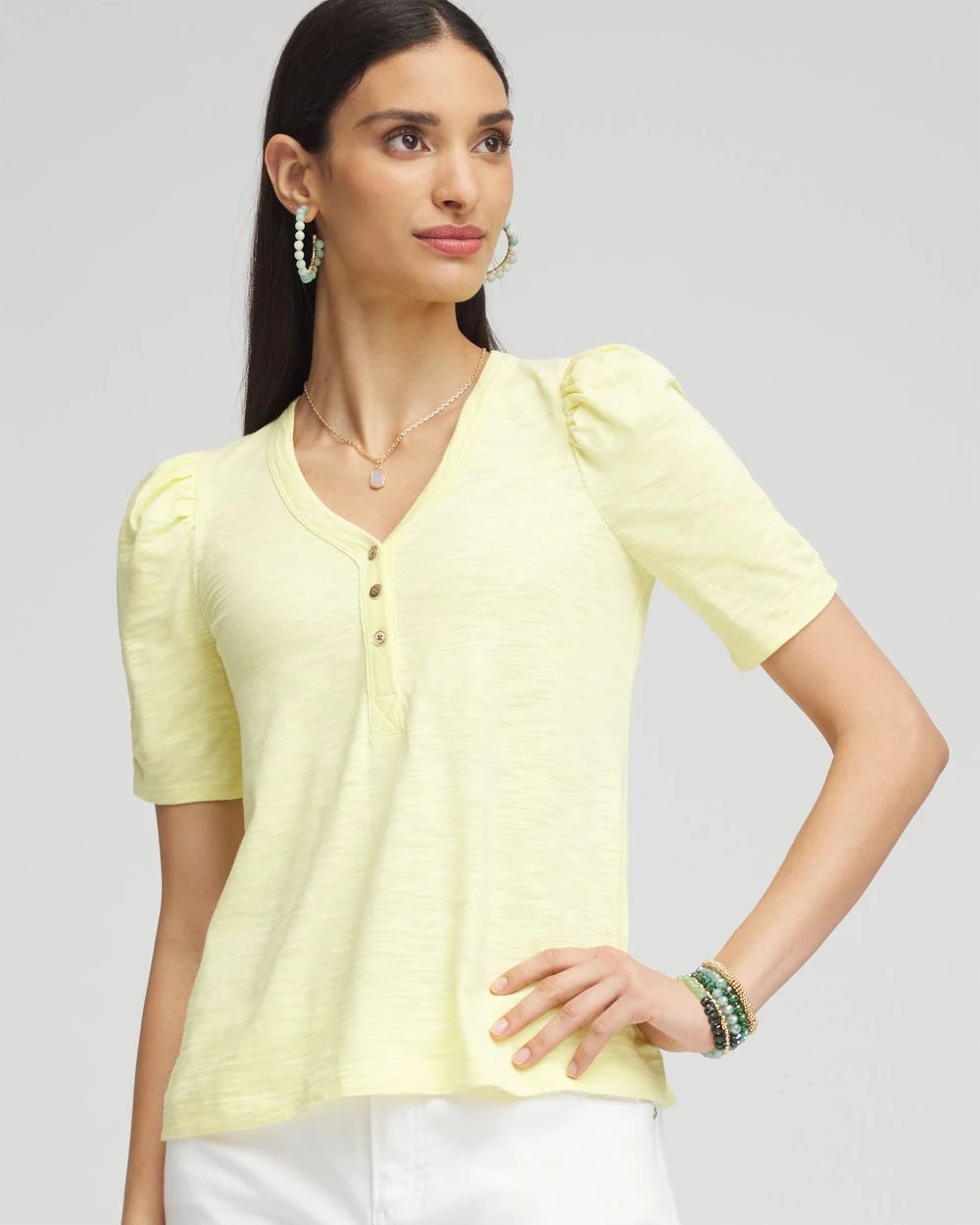 Slub Split Neck Henley Tee