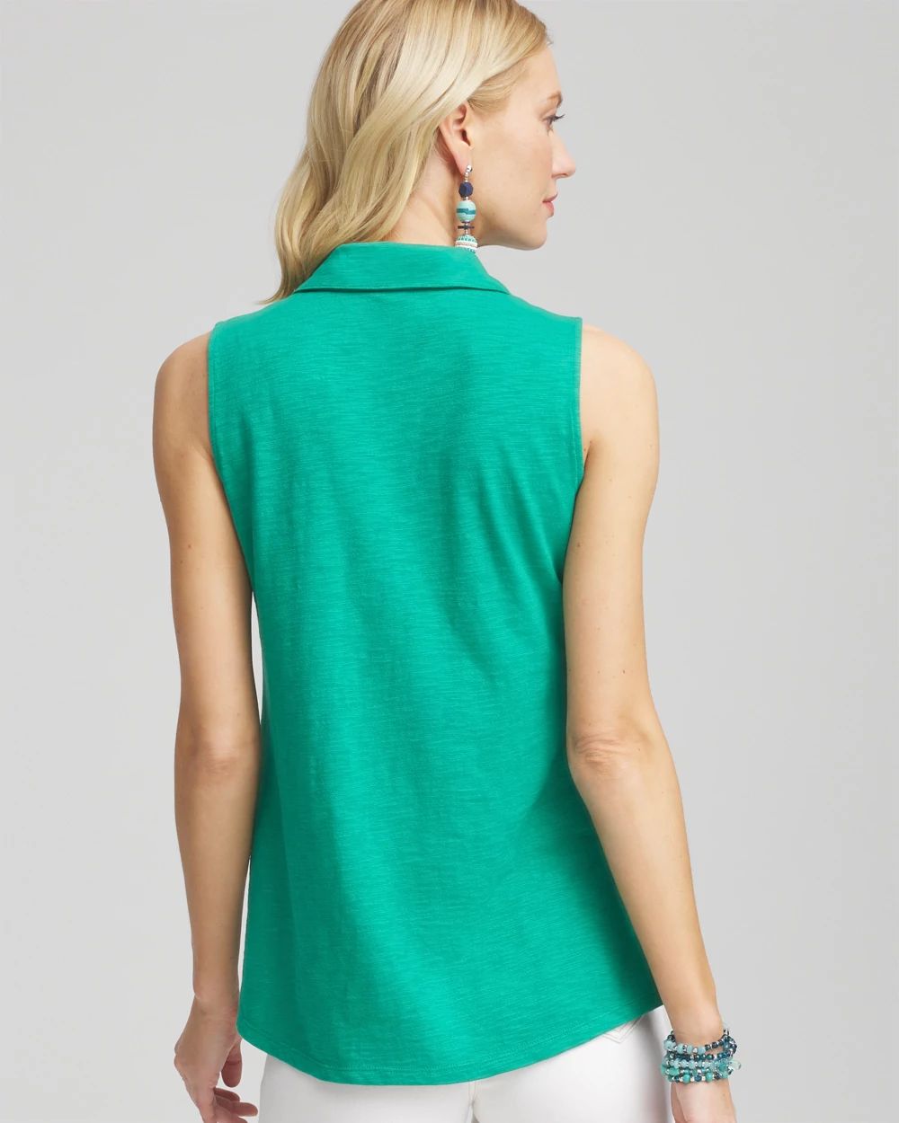 Slub Sleeveless Collared Tunic