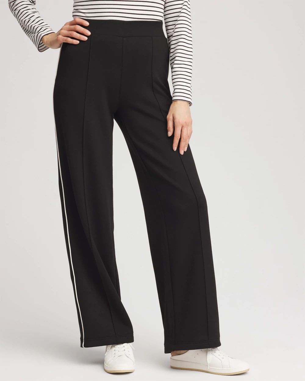 Petite Zenergy® Double-Knit Striped Wide Leg Pants