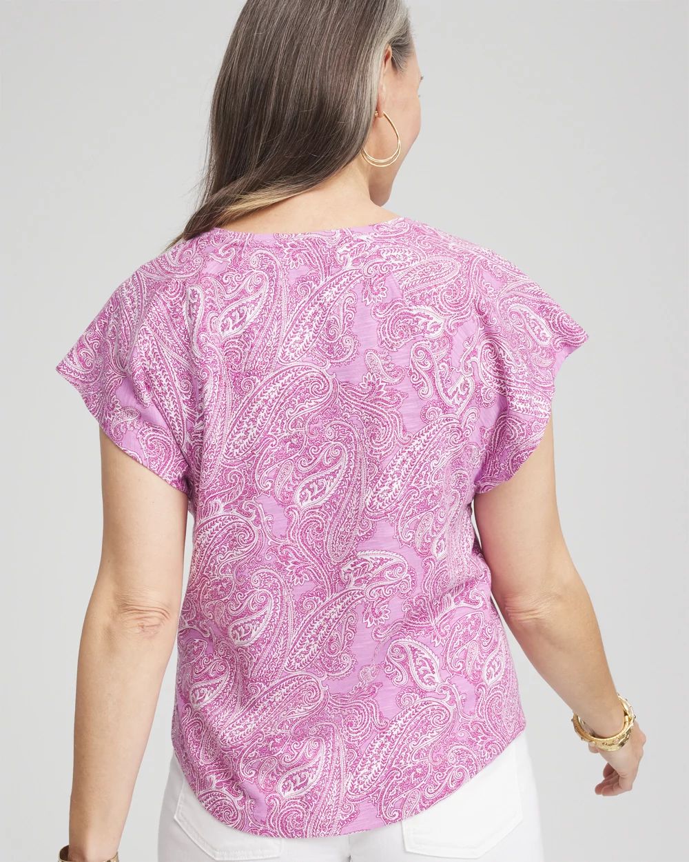 Paisley Slub Keyhole Neck Tee