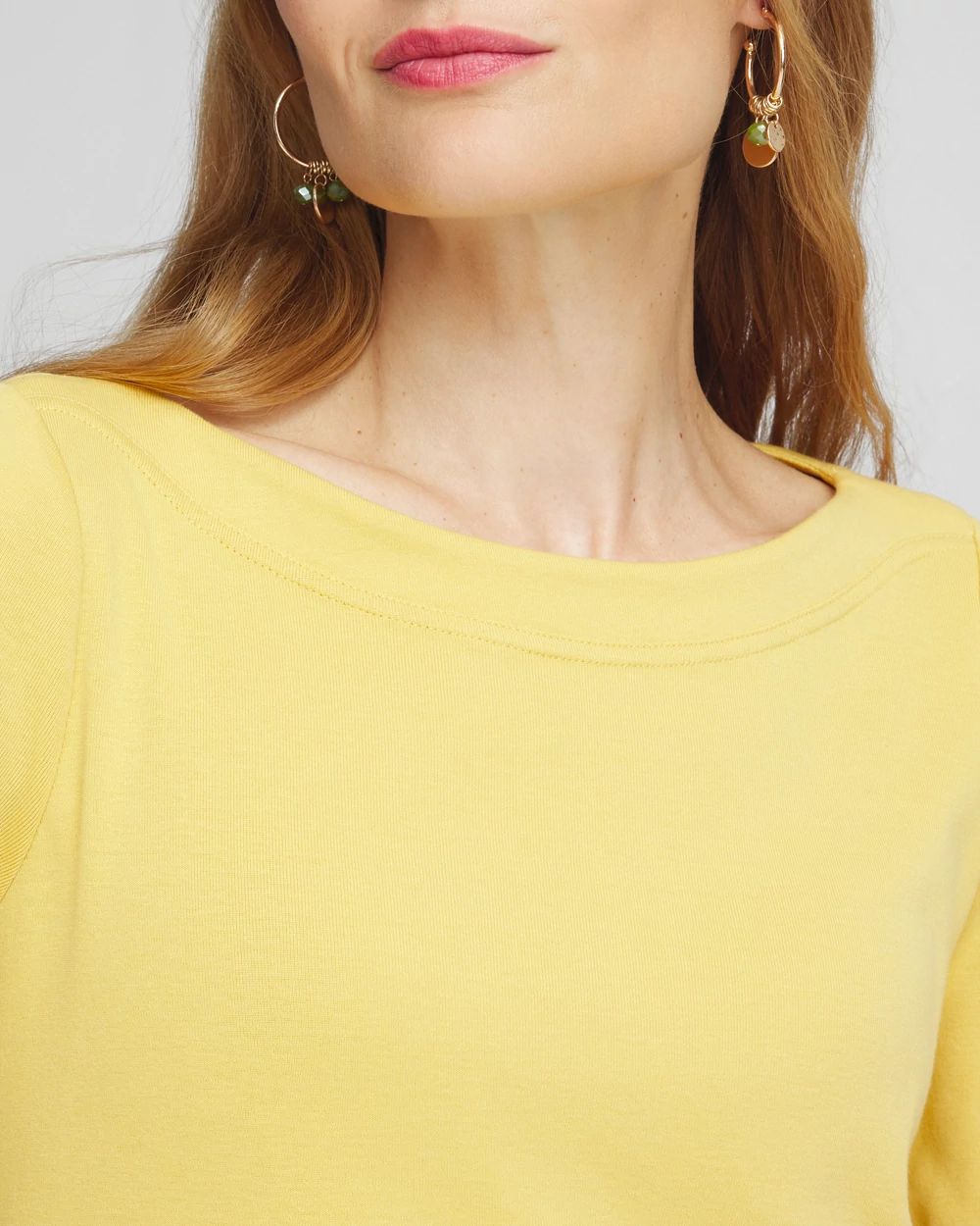 3/4 Sleeve Bateau Neck Tee