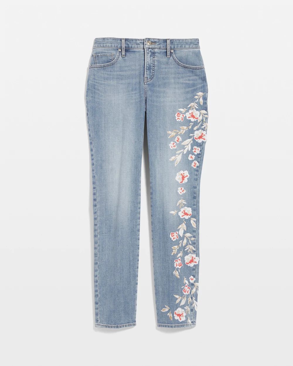 So Slimming® Embroidered Girlfriend Ankle Jeans