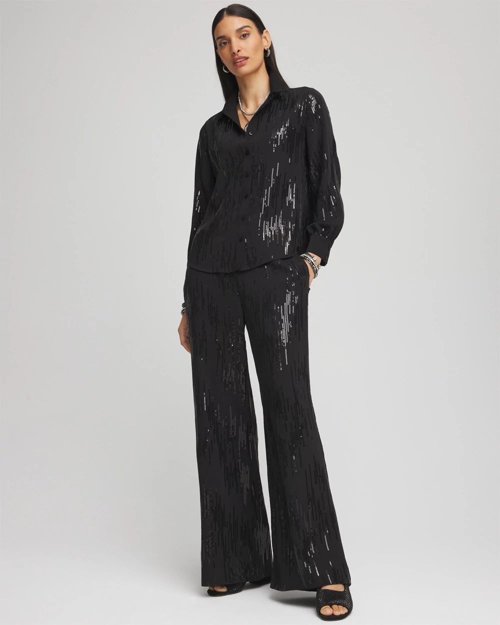 Petite Sequin Wide Leg Pant