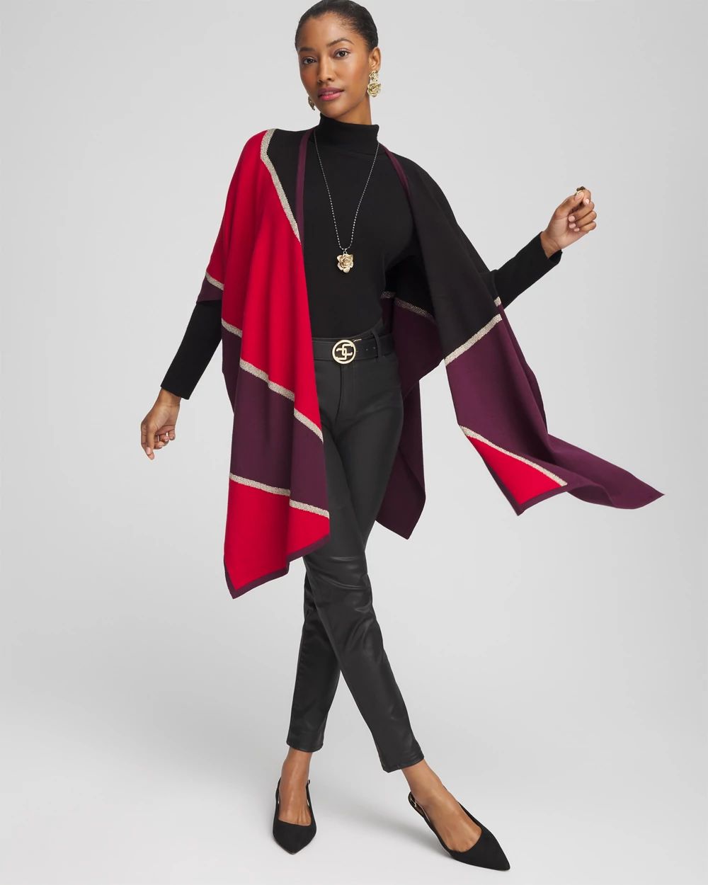 Colorblock Lurex Ruana