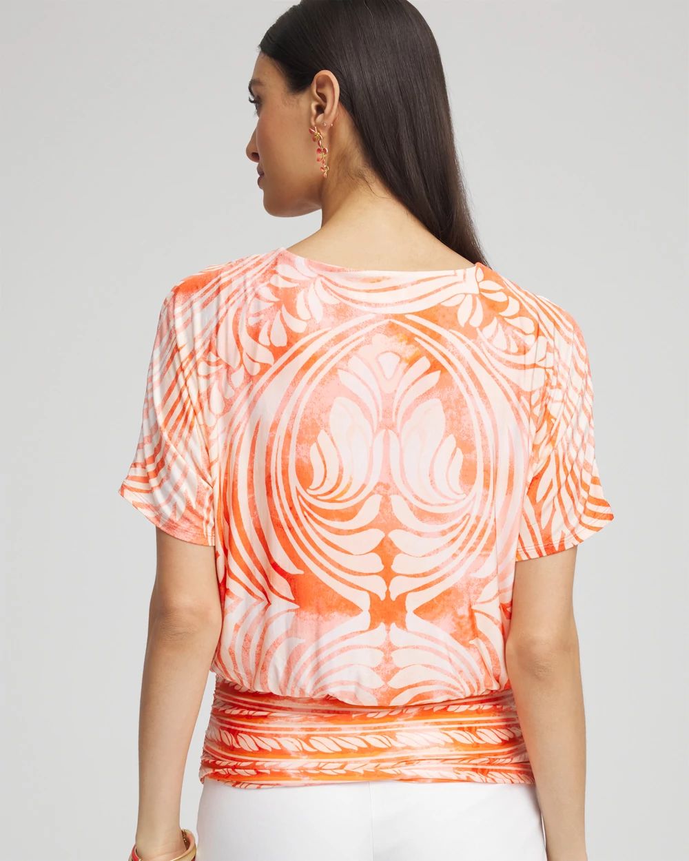 Touch of Cool™ Mesh Ruched Banded Hem Top
