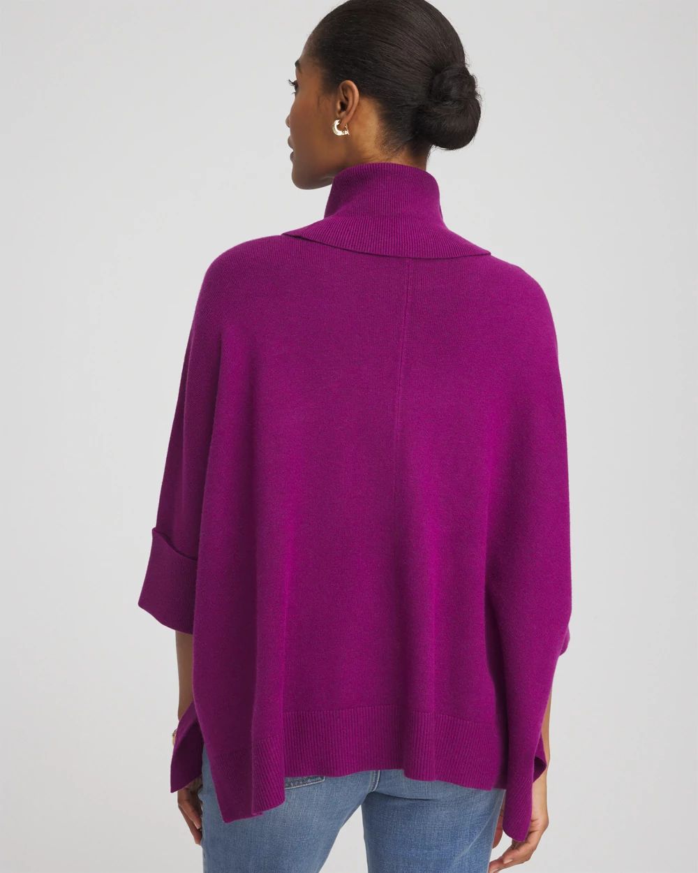 Cowl Neck Fringe Cashmere Blend Poncho