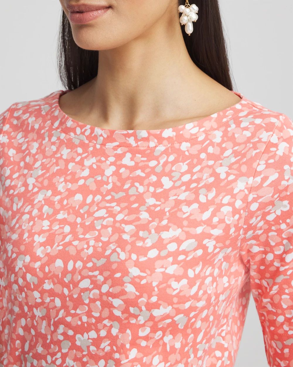 Polka-Dot Pima Bateau-Neck Tee