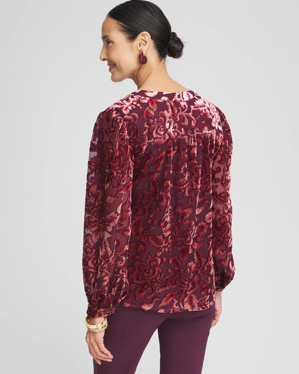 Velvet Blouson Sleeve Blouse