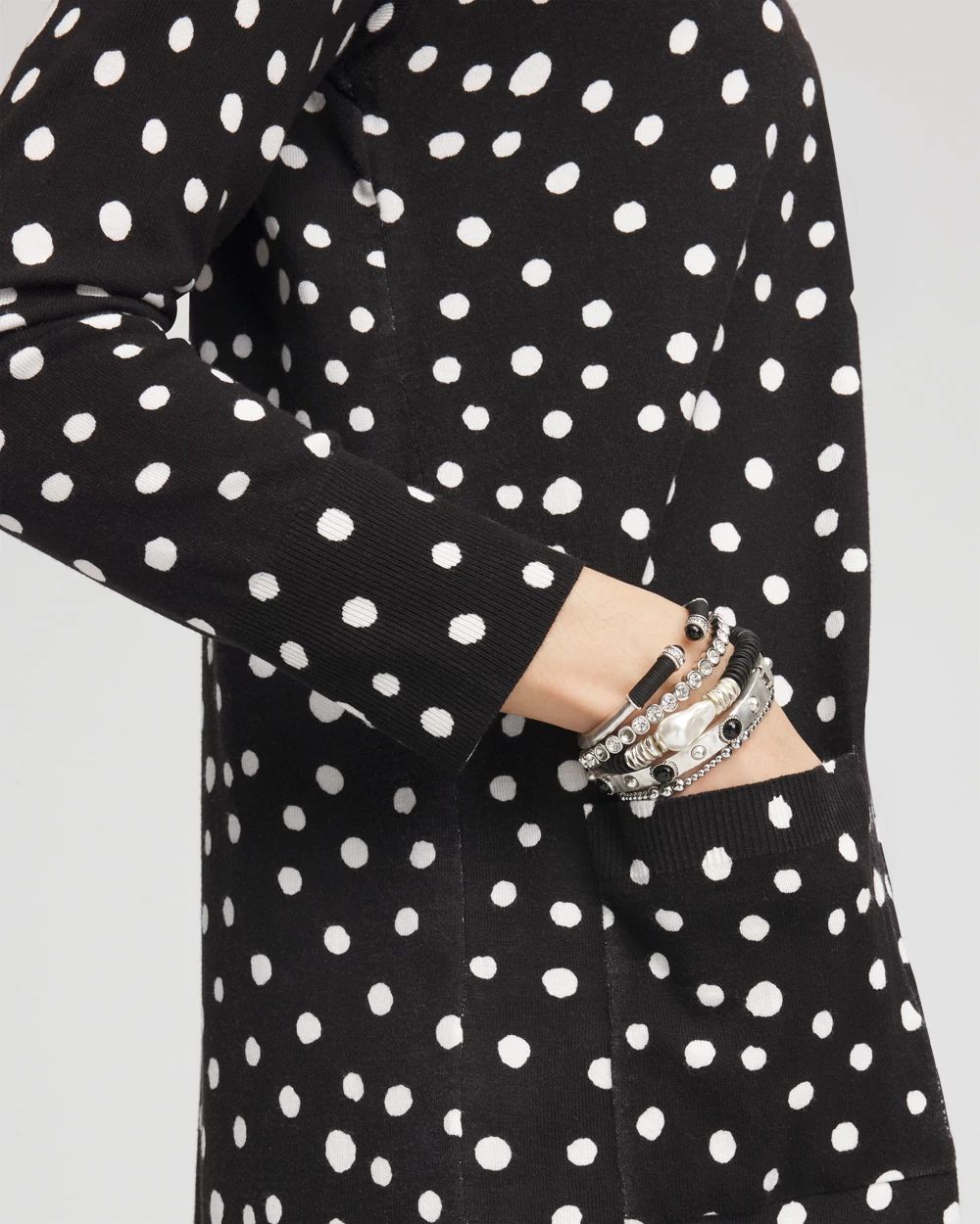 Dots Open-Front Cardigan