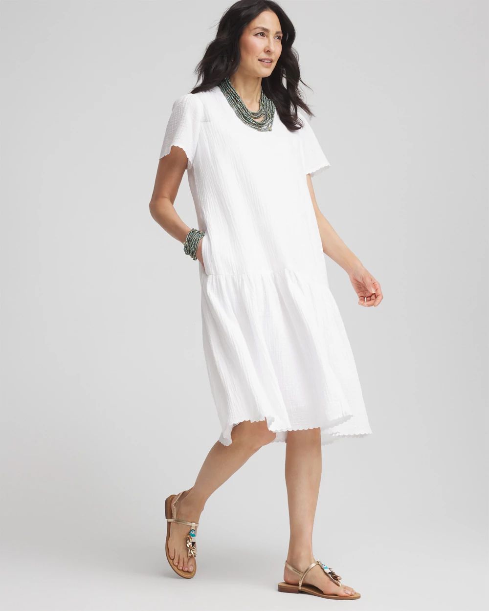 Popover Cotton Gauze Dress