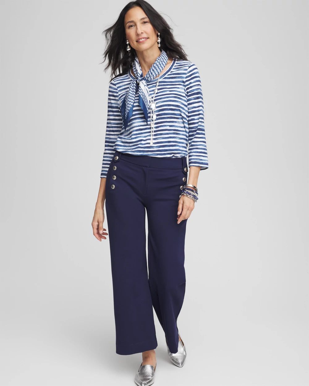 Button Knit Twill Cropped Pants