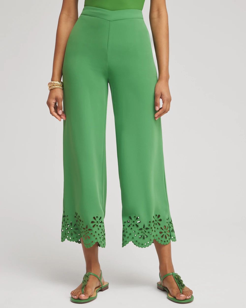 Petite Satin Eyelet Hem Culottes