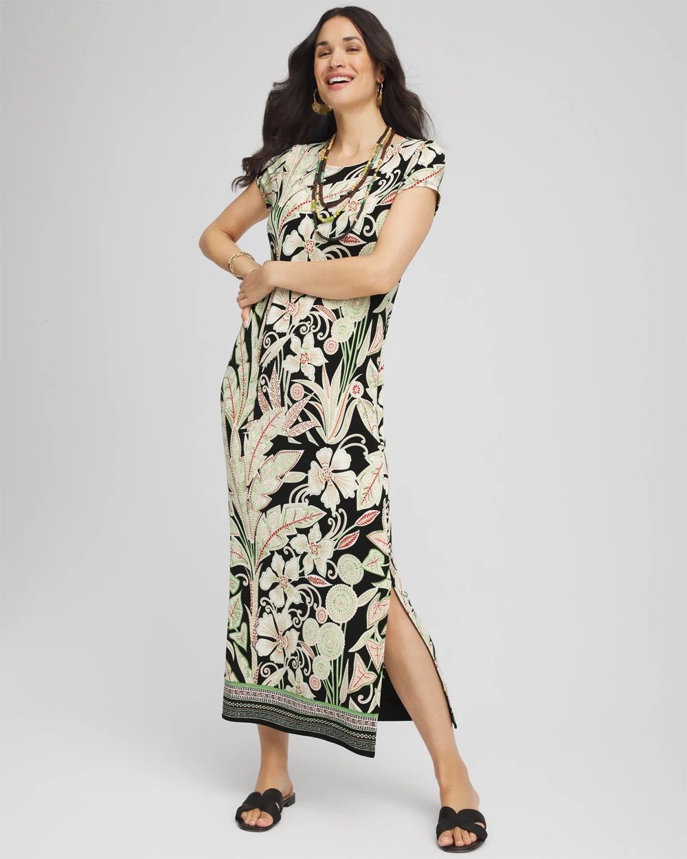Petite Travelers™ Island Motif Maxi Dress