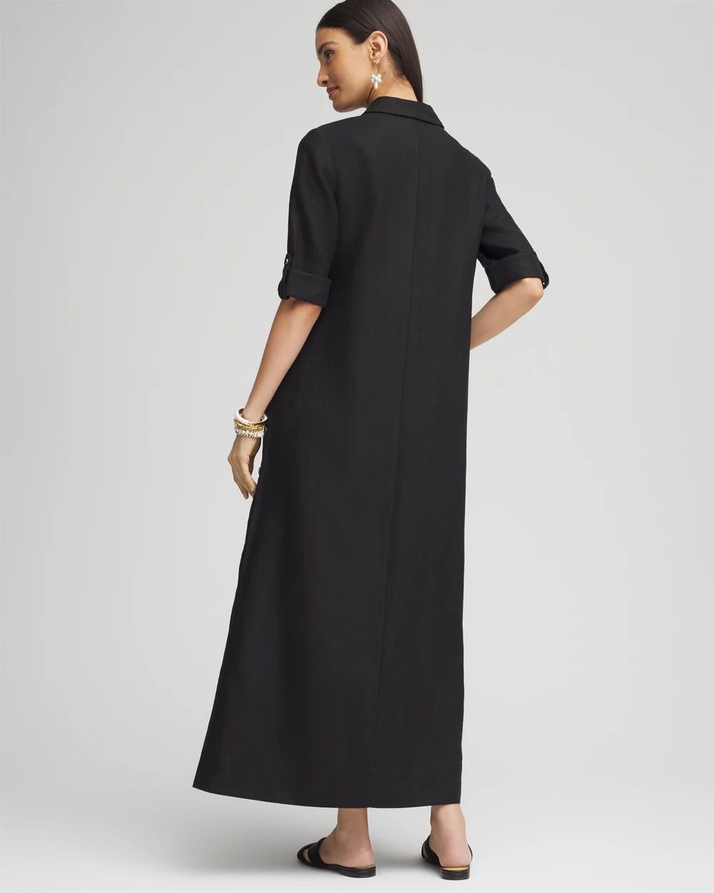 Petite Linen Maxi Shirtdress