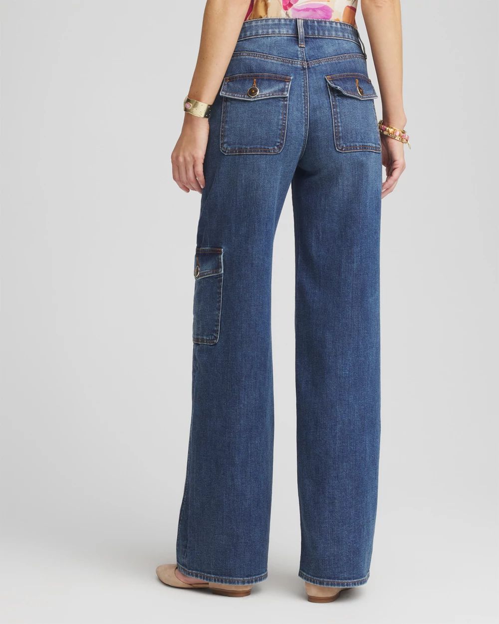 Petite High-Rise Wide-Leg Utility Jeans