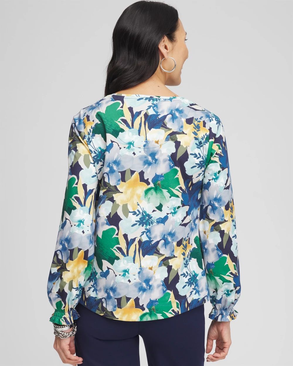 Floral Ruffle Trim Top