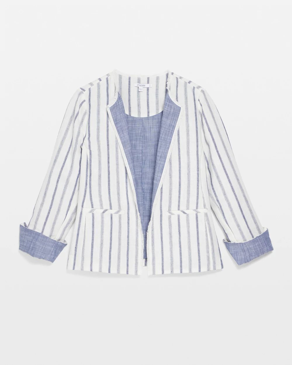 Stripe Linen Frayed Jacket