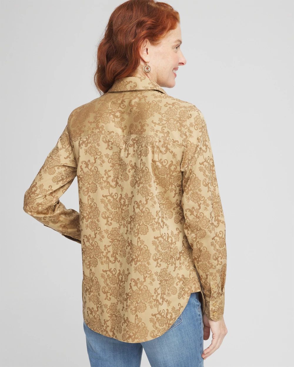 No Iron™ Gold Jacquard Shirt