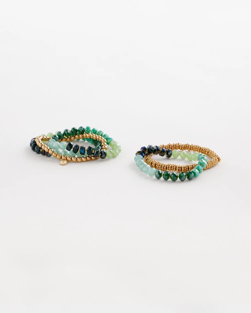 Green & Gold Stretch Set of Five Bracelets