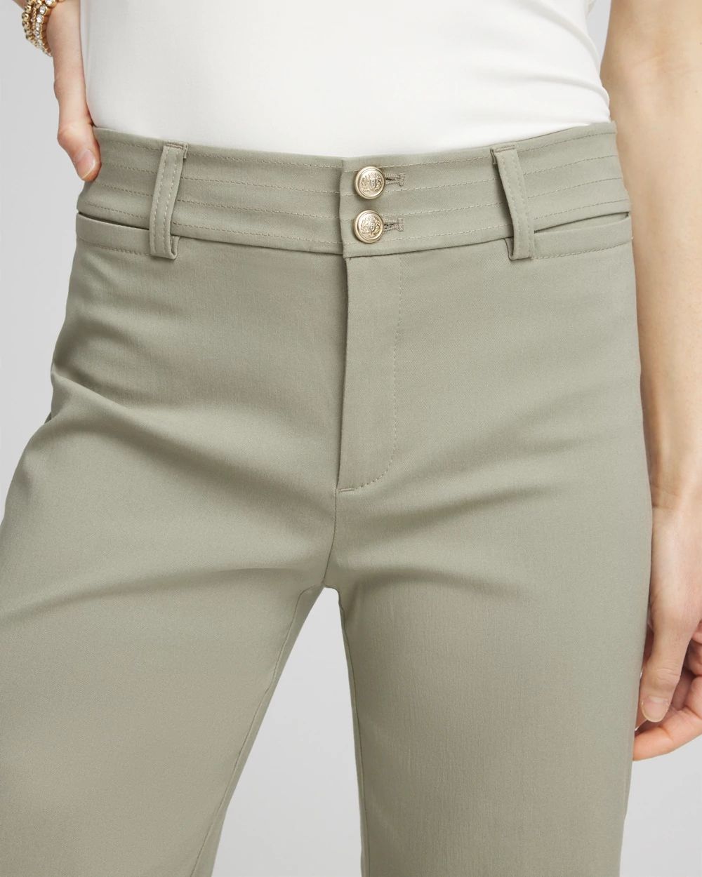 Trapunto Straight Leg Cropped Pants