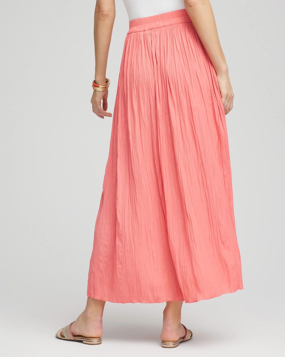 Pull-on Pleated Maxi Skirt
