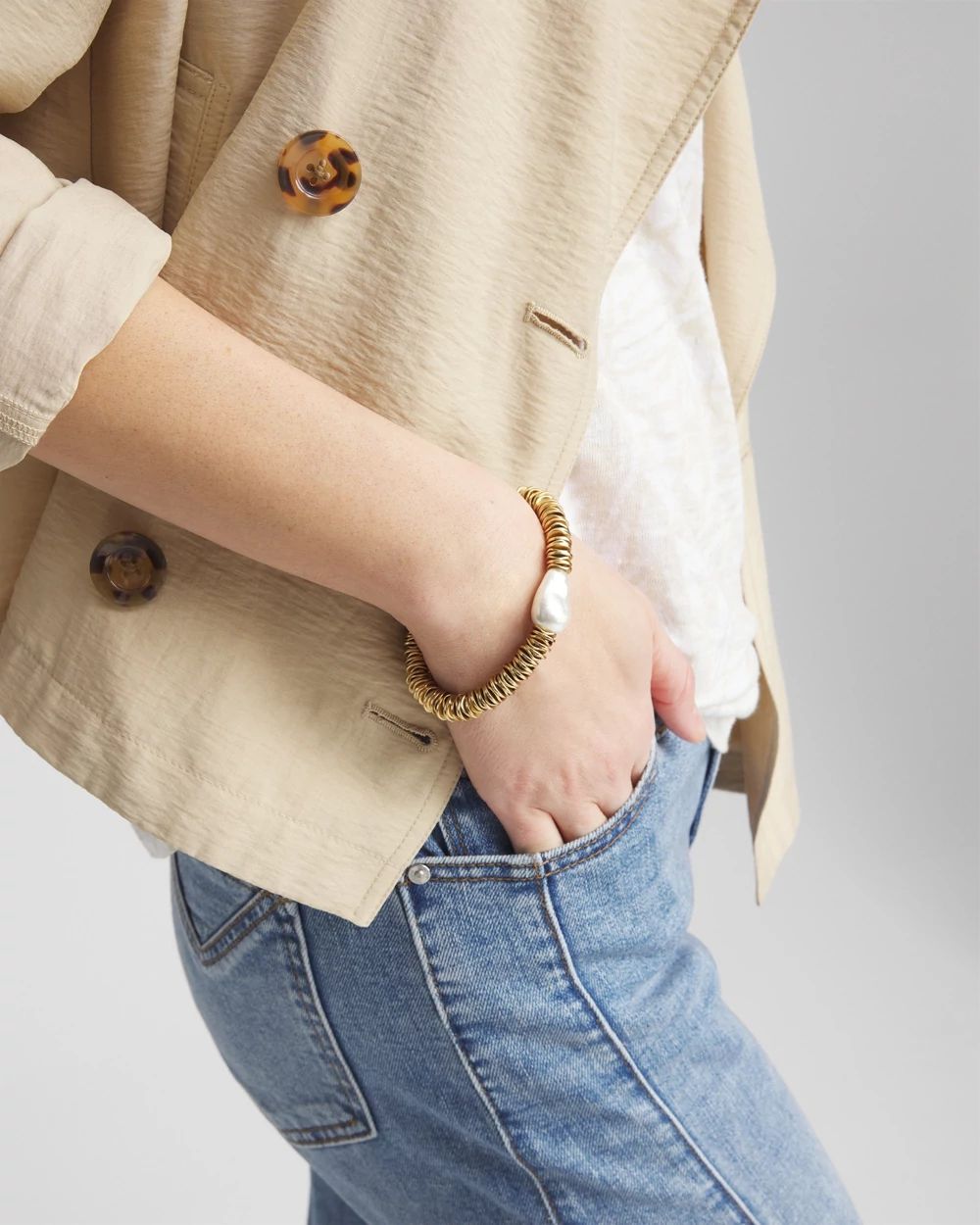 Modern Pearl Goldtone Bracelet