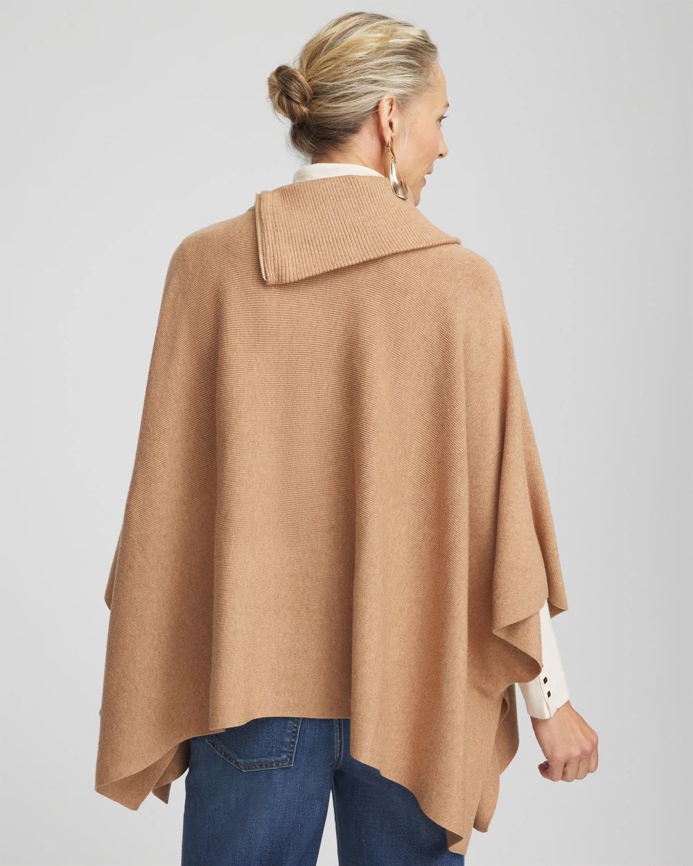 Split Neck Sweater Poncho