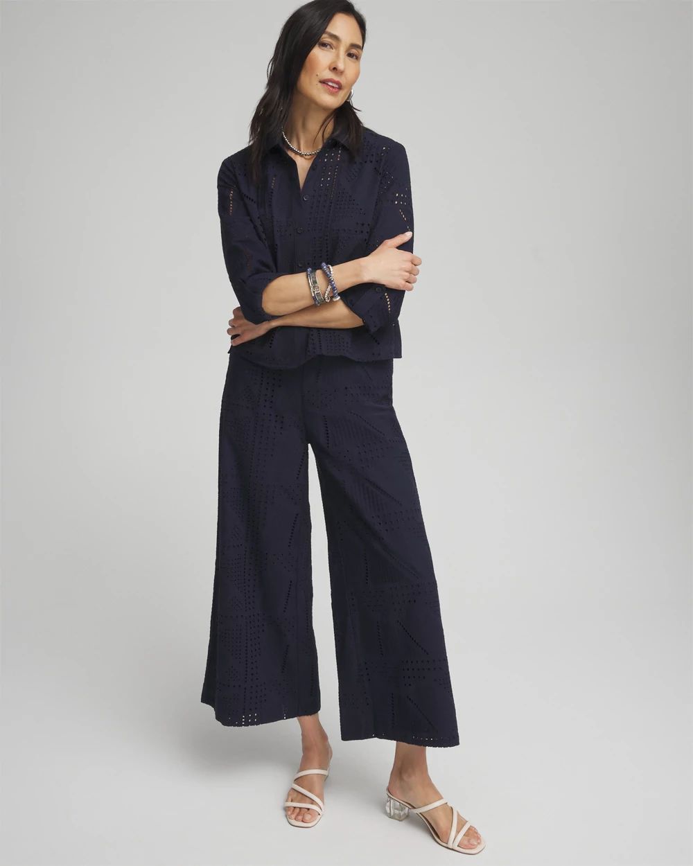 Geo Eyelet Soft Cropped Pants