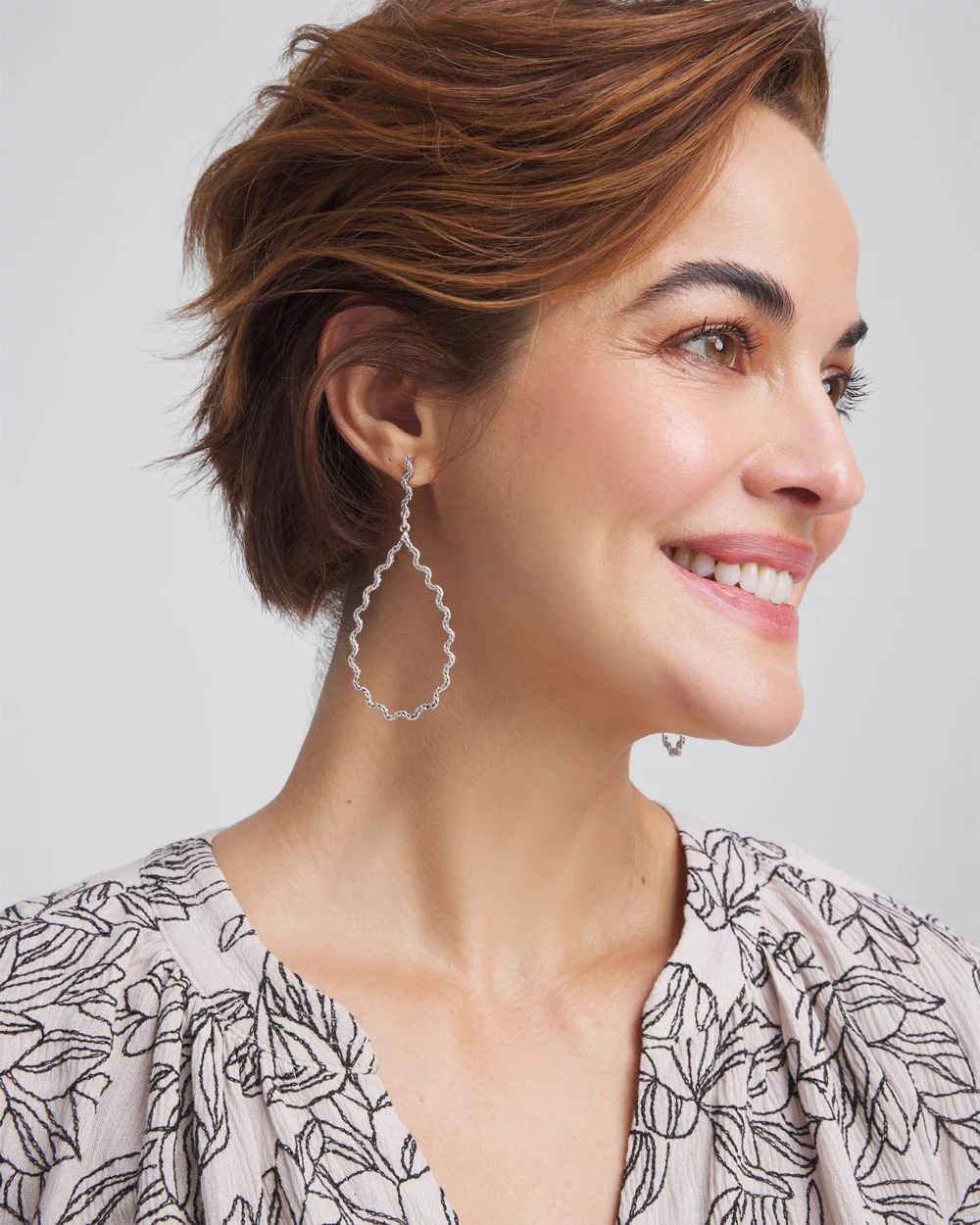 No Droop® Silver Teardrop Wave Earrings