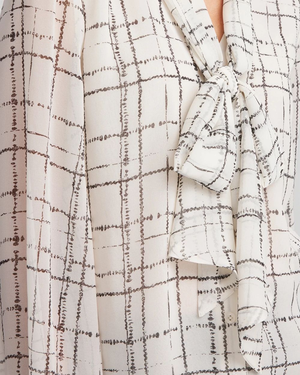 Plaid Tie Bow Blouse