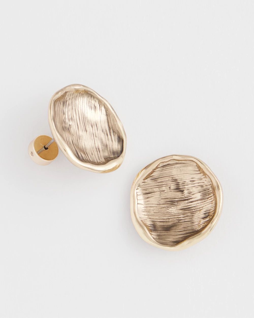 Gold Tone Round Disc Stud Earrings