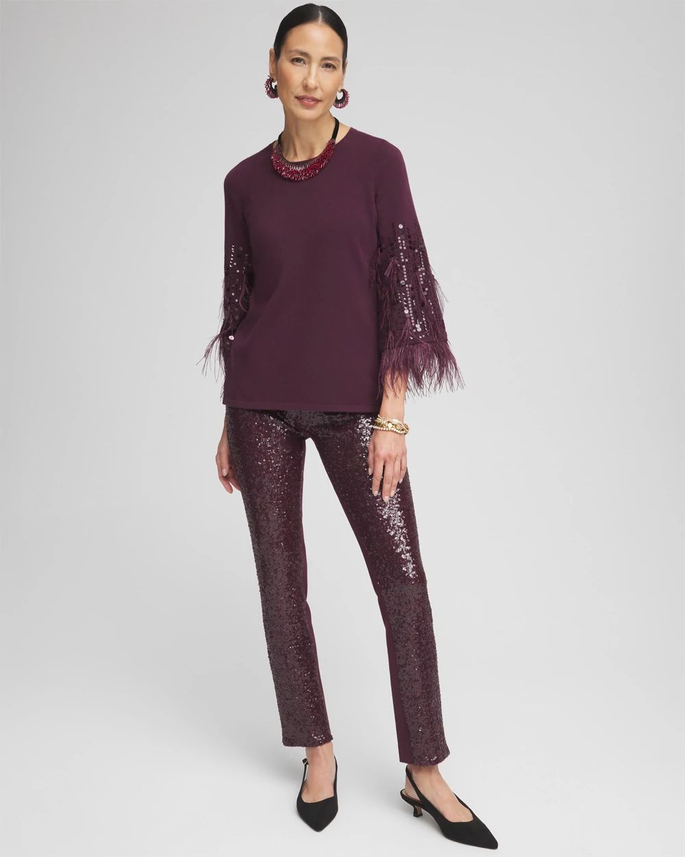 Juliet Sequin Front Ankle Pants